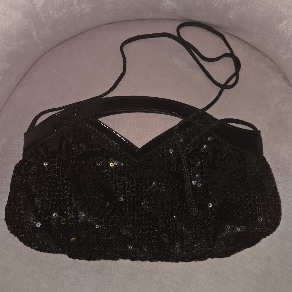 Elegant Black Sequin Clutch